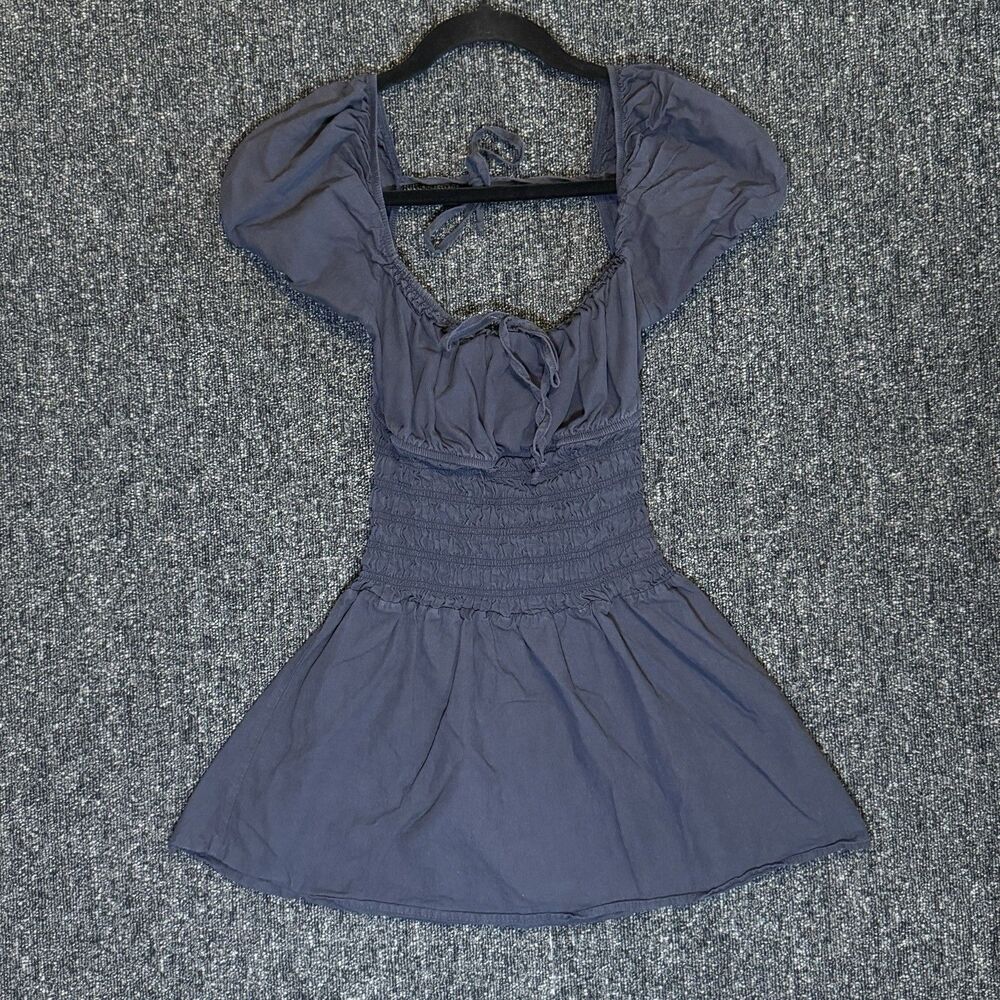 Beverly and Beck Mini Dress XS Black Cotton Cottagecore Coquette Puff Sleeve